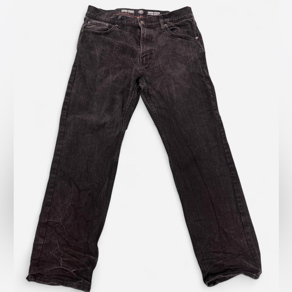 Black Stretch Straight Jeans